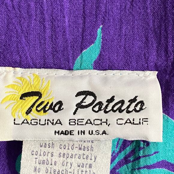 Vtg 80s 90s Two Potato Aloha Floral Midi Tiered Tie Shoulder Dress M Resort Wear - Picture 14 of 16